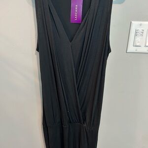 Black Sleeveless Wrap-Front Women’s Dress